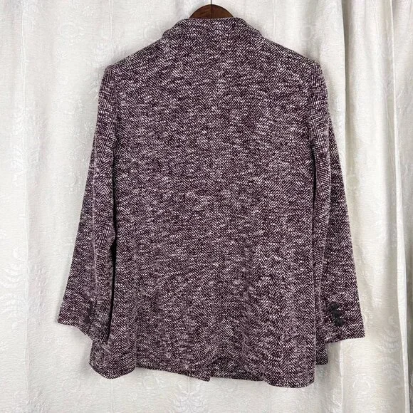 Talbots 18WP Woman Petite Melange Herringbone Blazer long-line jacket purple - Picture 7 of 11